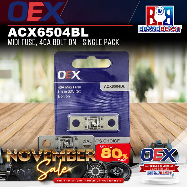 OEX ACX6504BL Midi Fuse, 40A Bolt On - Single Pack