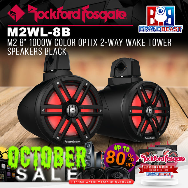 Rockford Fosgate M2WL-8B M2 8" 1000W Color Optix 2-Way Wake Tower Speakers Black