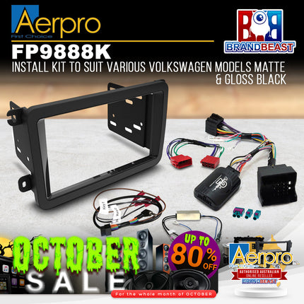Aerpro FP9888K Double DIN Matte & Gloss Black Install Kit Suit VW Various Models