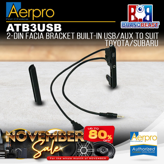 Aerpro ATB3USB 2DIN Facia Kit Brackets With USB/AUX Suit Toyota Various Models