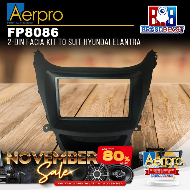 Aerpro FP8086 Double DIN Black Facia Kit Suit Hyundai Elantra MD3 2013 - 2015