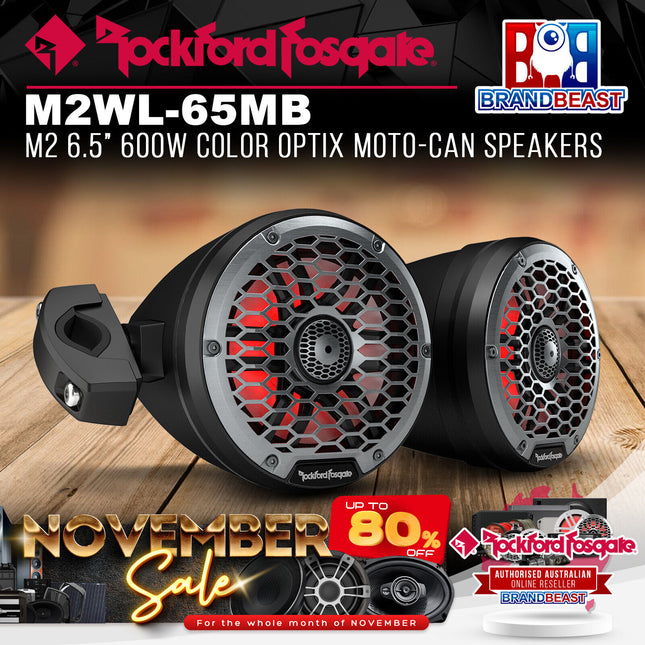 Rockford Fosgate M2WL-65MB M2 6.5" 600W Color Optix Moto-Can Speakers