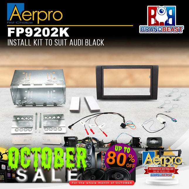 Aerpro FP9202K Double DIN Black Install Kit Suit Audi A4 2001 - 2008