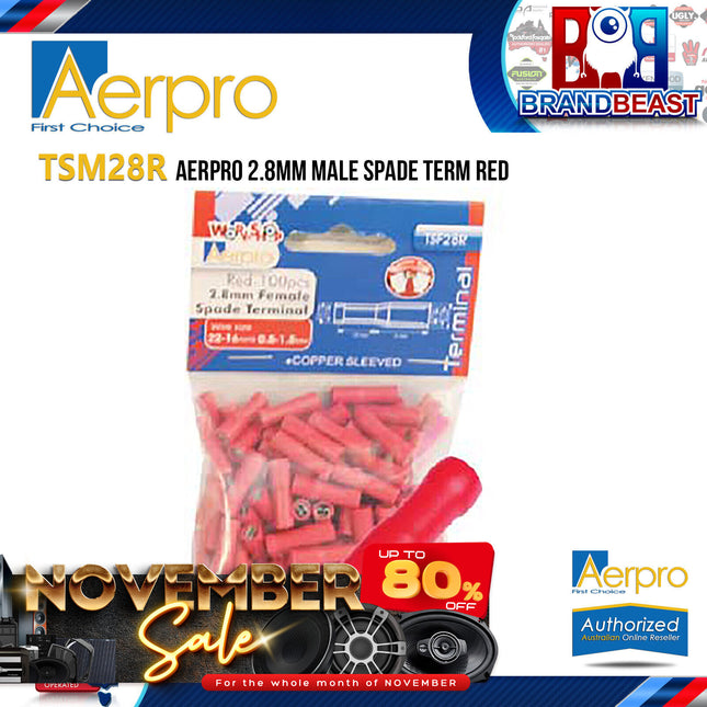 Aerpro TSM28R 2.8mm Red Male Spade Terminal
