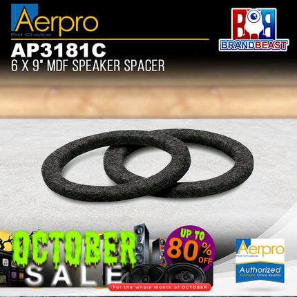 Aerpro AP3181C 6 x 9" Black Carpeted MDF Speaker Spacers