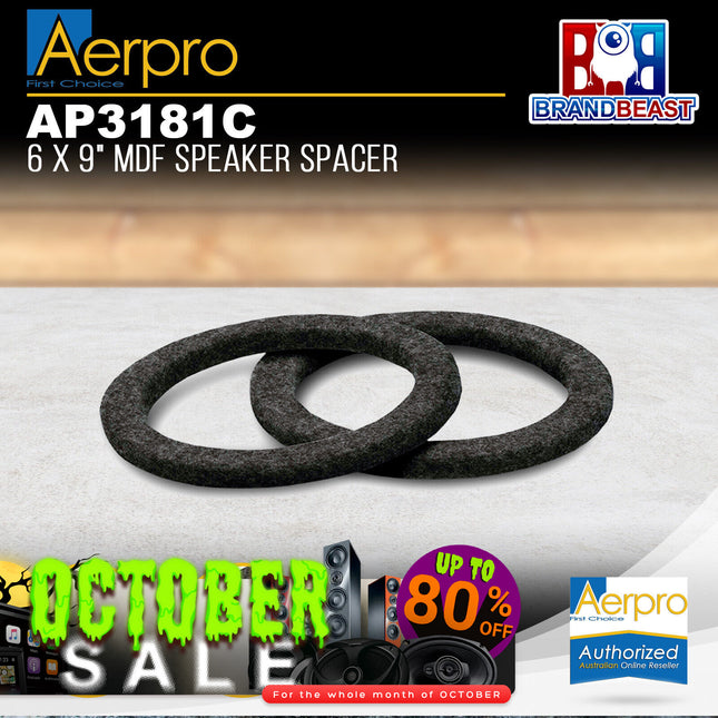 Aerpro AP3181C 6 x 9" Black Carpeted MDF Speaker Spacers
