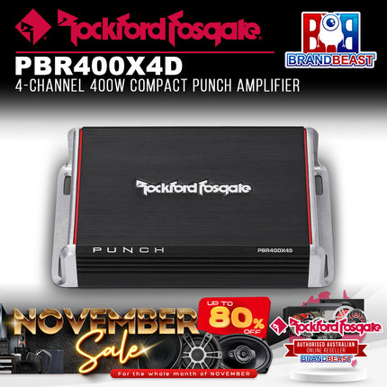 Rockford Fosgate PBR400X4D Punch 400 Watt Full-Range 4-Channel Amplifier