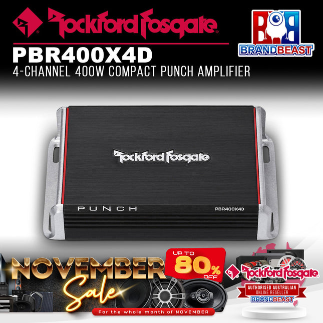 Rockford Fosgate PBR400X4D Punch 400 Watt Full-Range 4-Channel Amplifier