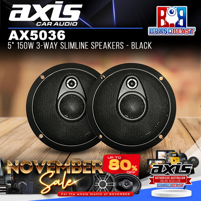 Axis AX5036 150W 5" 3-Way Slimline Speakers - Black