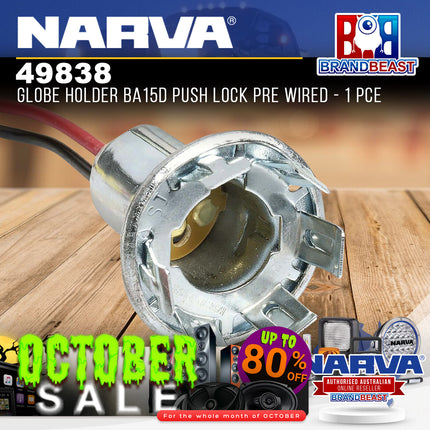 Narva 49838 Globe Holder BA15d Push Lock Pre Wired - 1 Pce