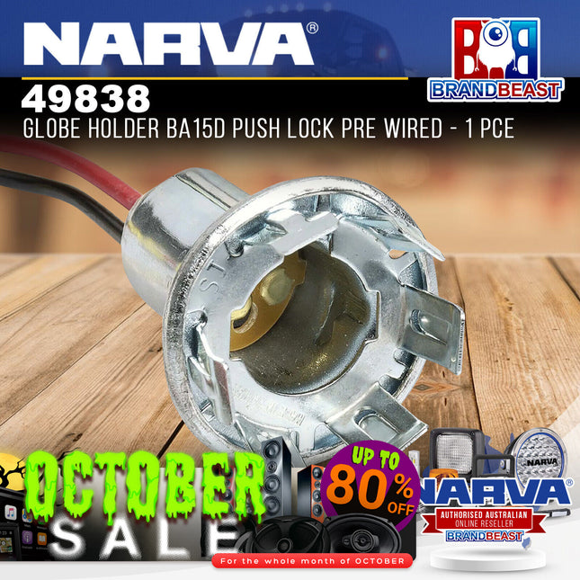 Narva 49838 Globe Holder BA15d Push Lock Pre Wired - 1 Pce