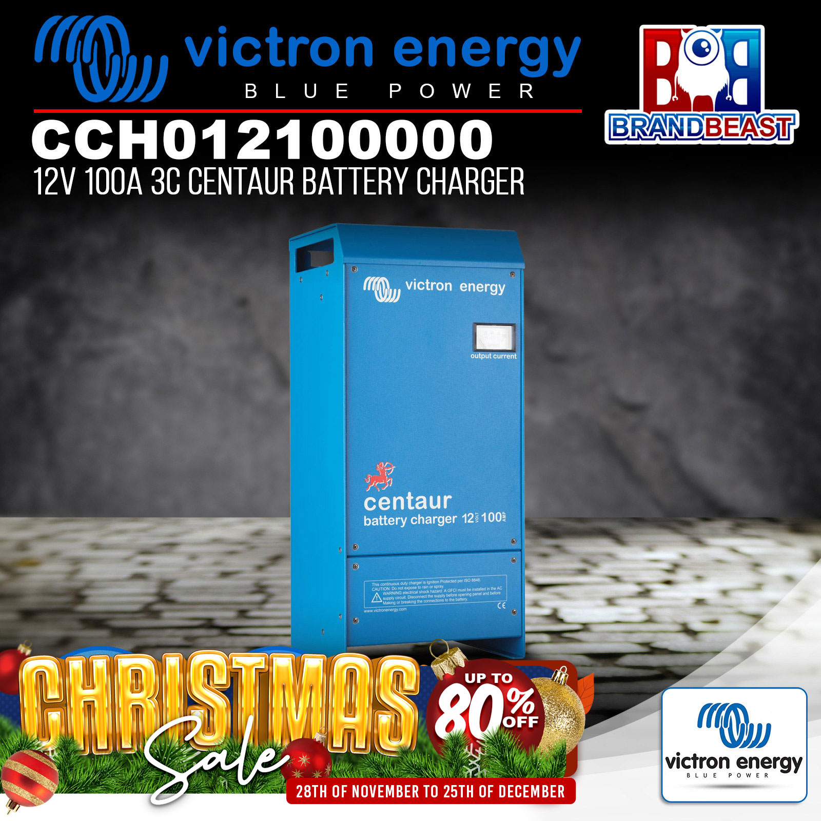 Victron Energy CCH012100000 Centaur 12/100 Battery Charger 12 Volt 100 Amp