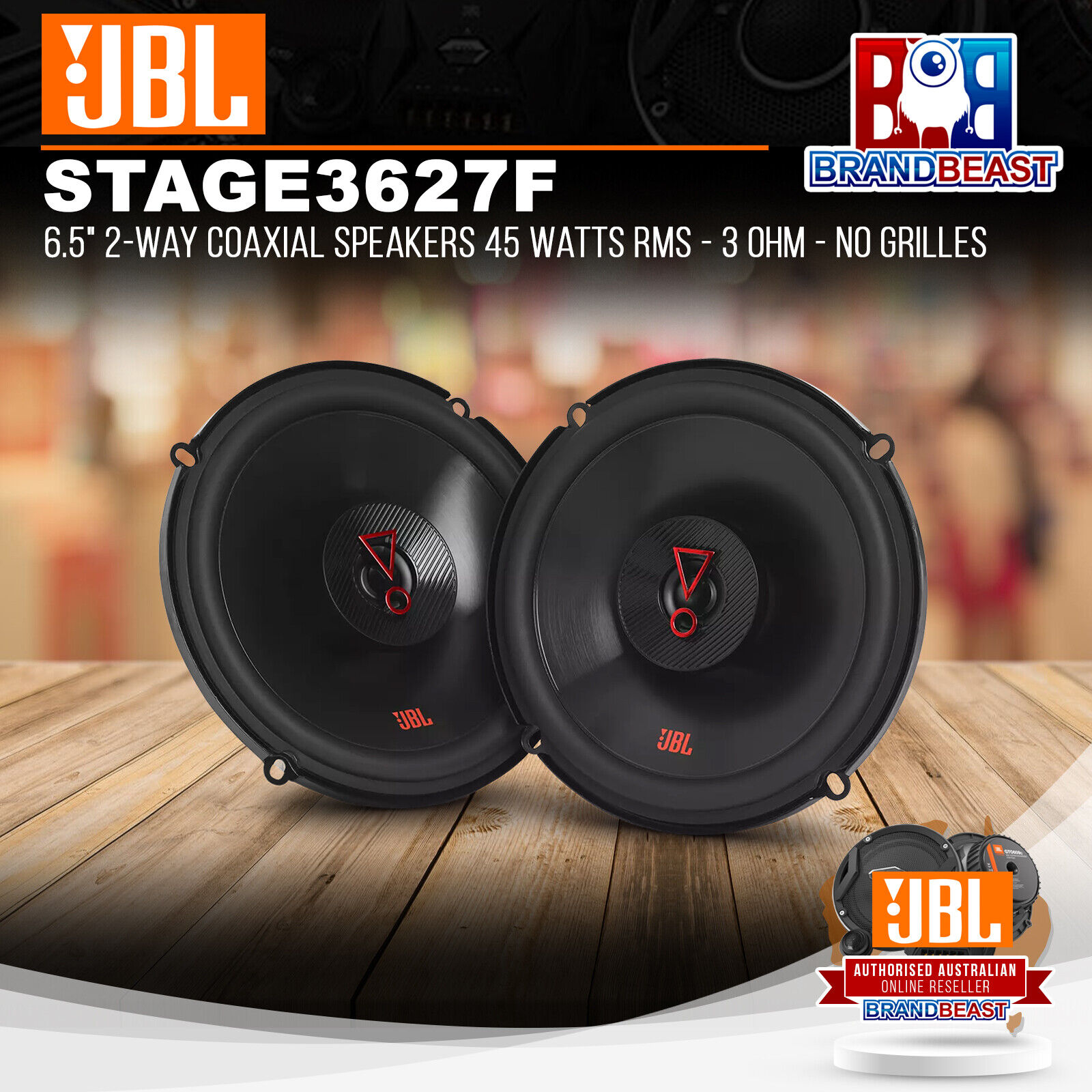 JBL Stage3 627F 6.5 2-Way Coaxial Speakers 45 Watts RMS - 3 Ohm - No  Grilles - BrandBeast