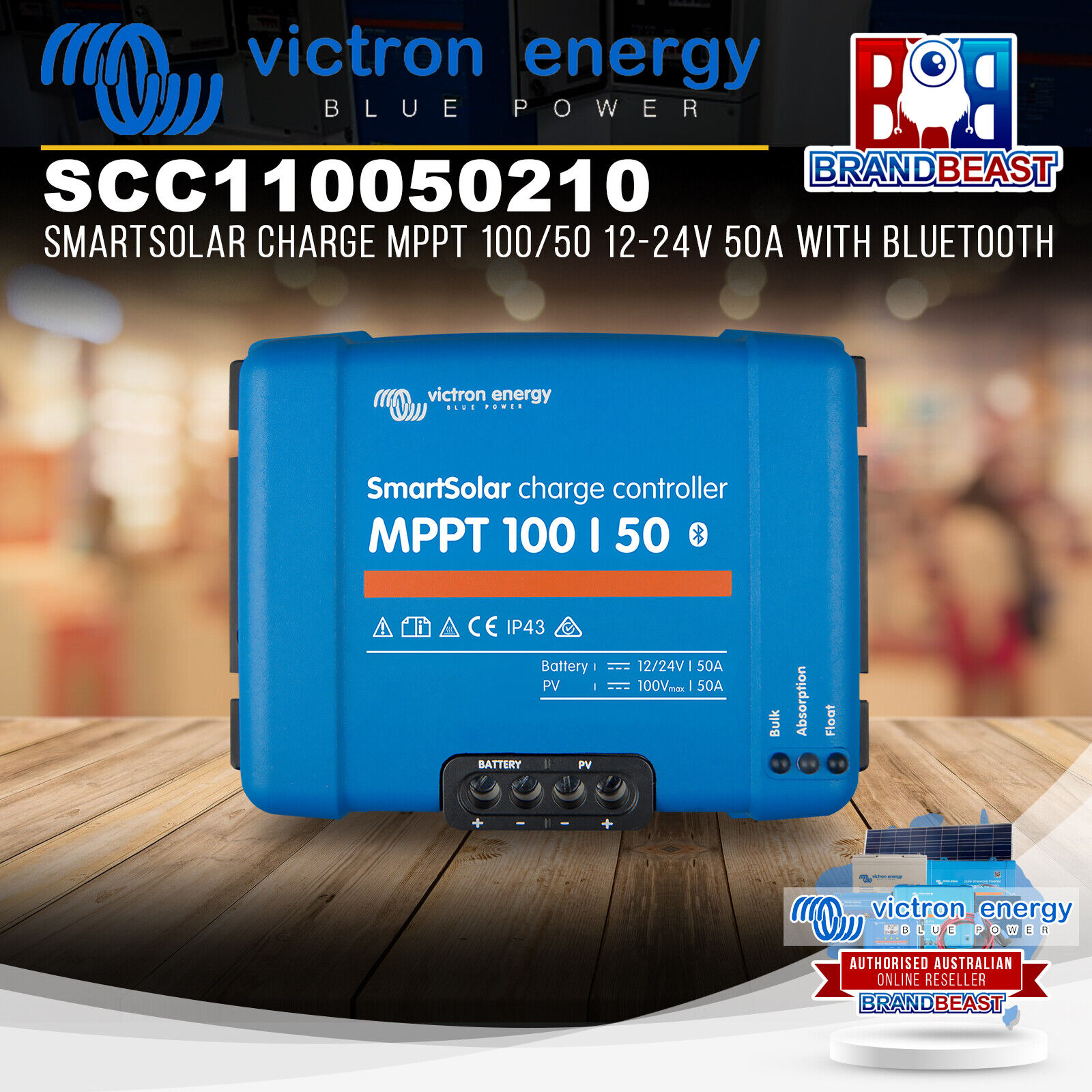 Victron Energy Smart Solar MPPT 100 50 50A Charge controller Wireless  Bluetooth (SCC110050210)