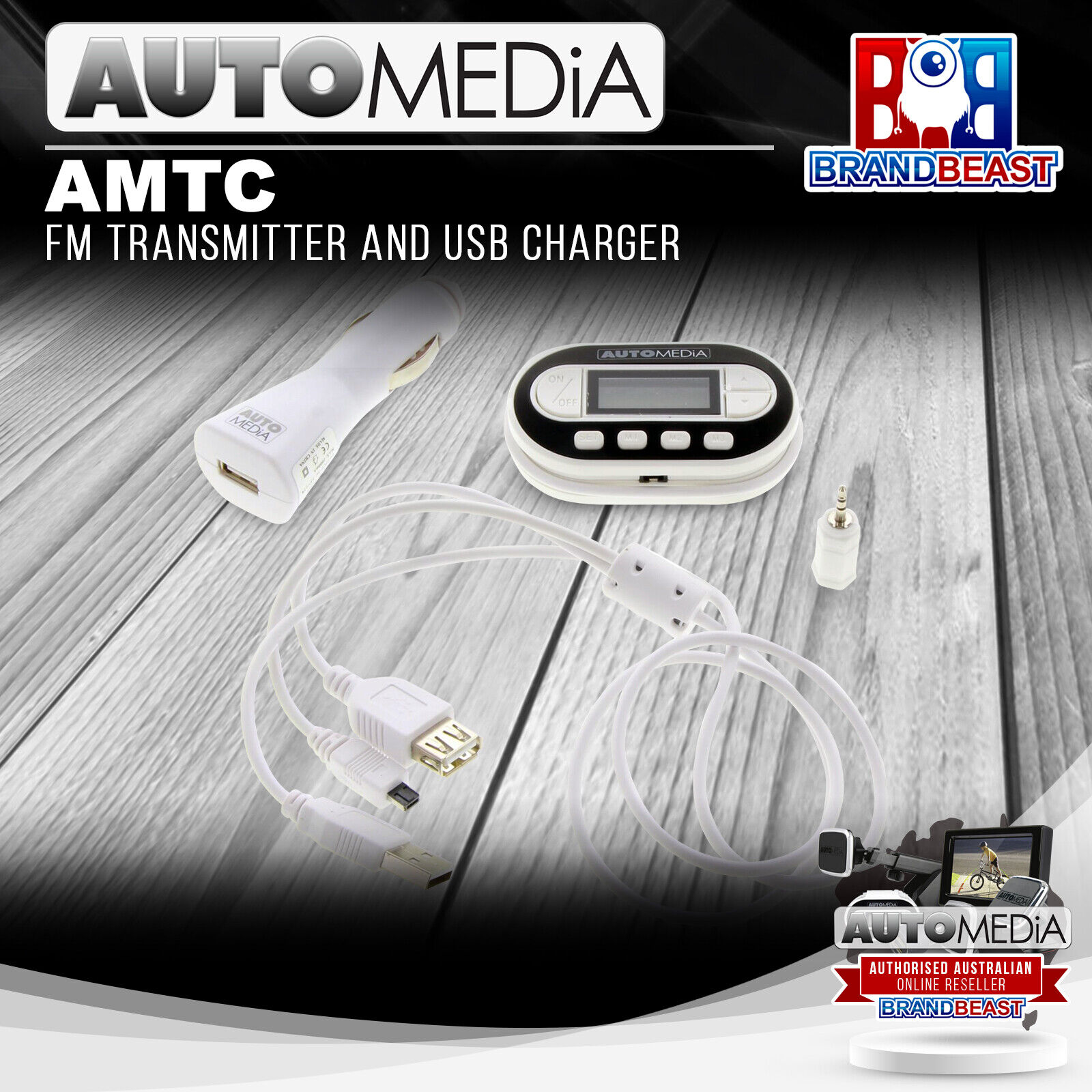 Automedia AMTC FM Transmitter & USB Charger - BrandBeast