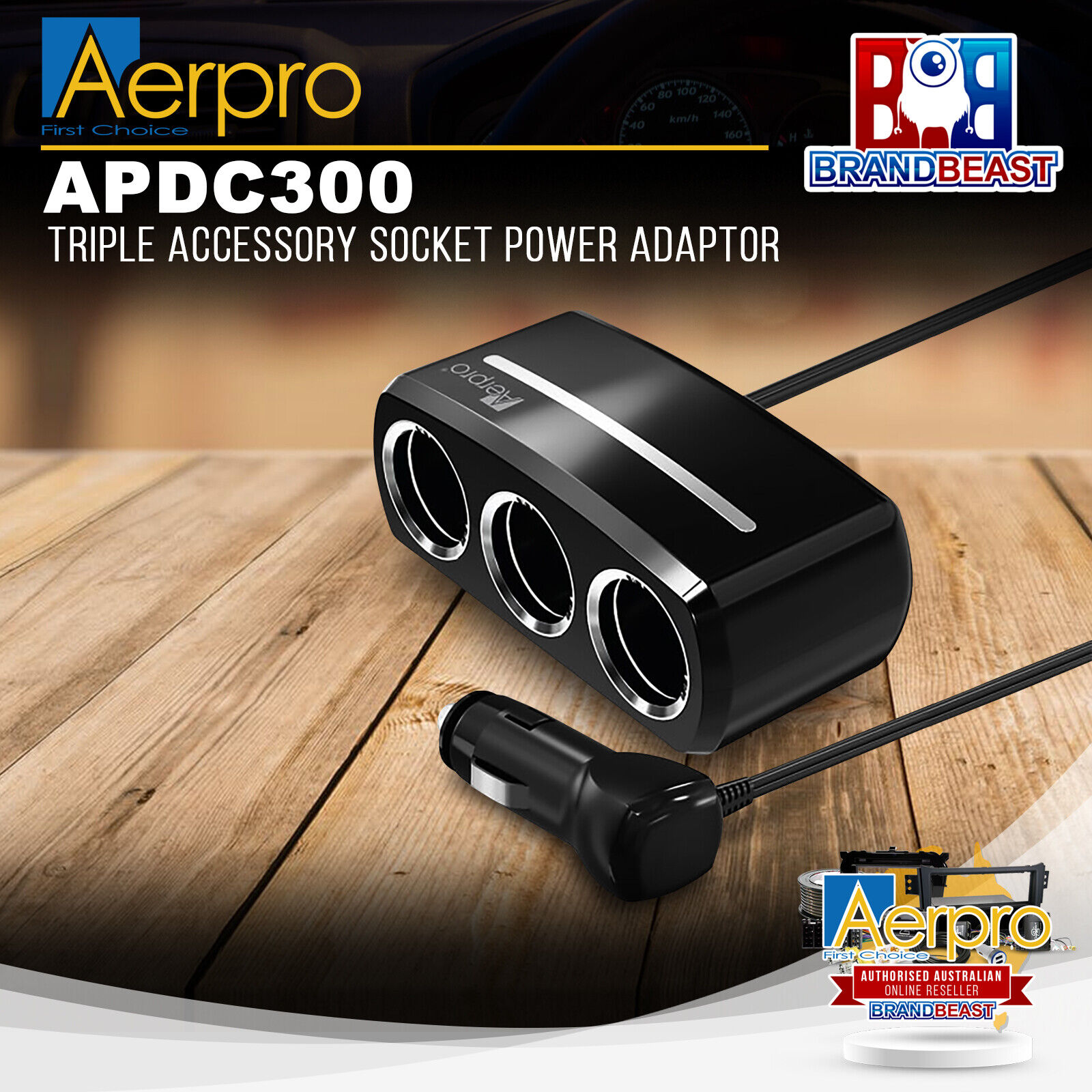 Aerpro APDC300 Triple Accessory Socket Power Adaptor - BrandBeast