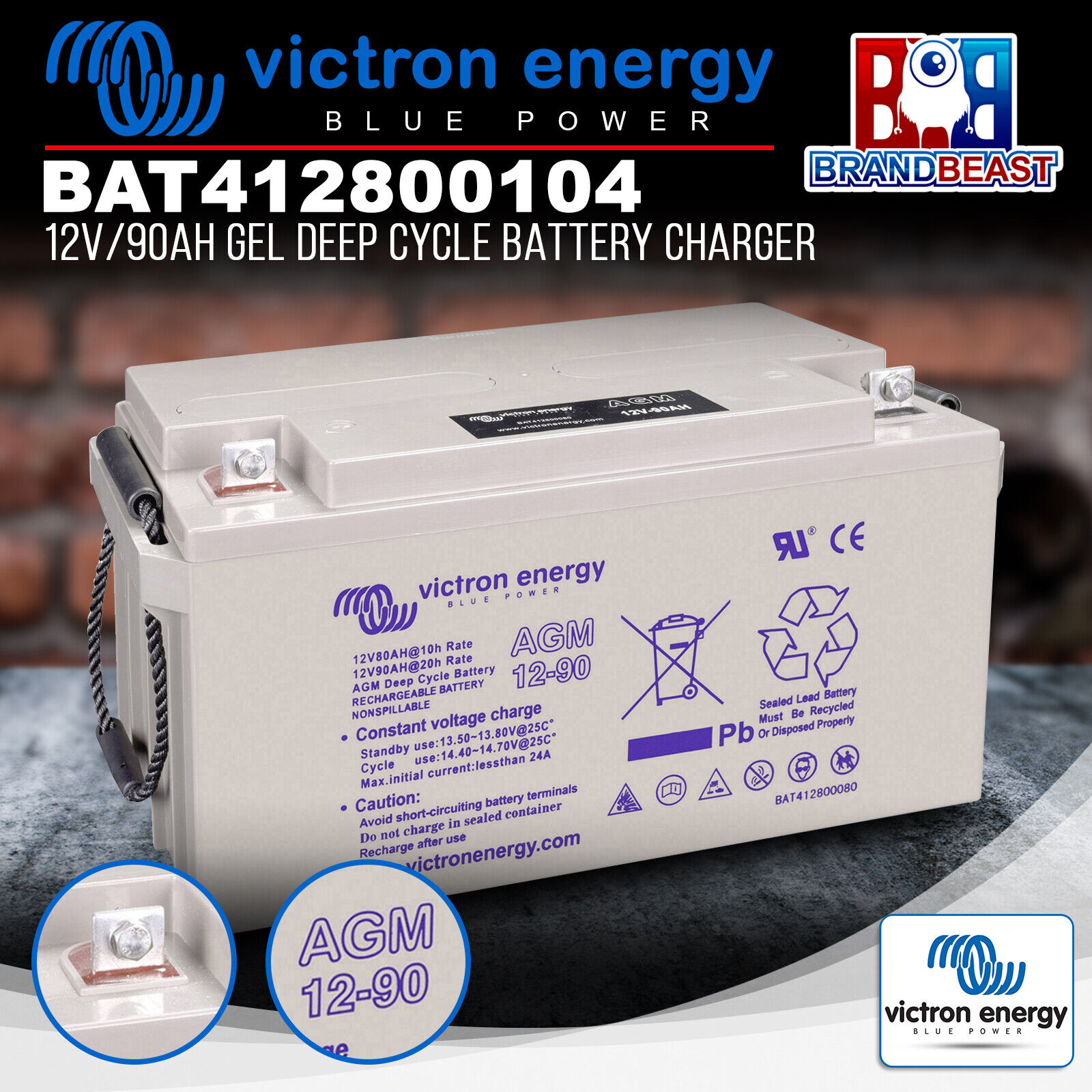 Gel Batterie 12V 90Ah Victron Deep Cycle